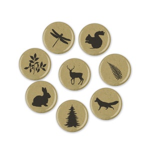 Rustic Woodland Fridge Magnets, Nature Lover Gift