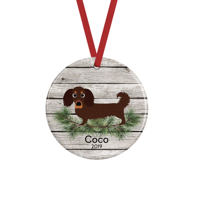 Long Haired Dachshund Ornament Personalized Doxie Christmas Etsy