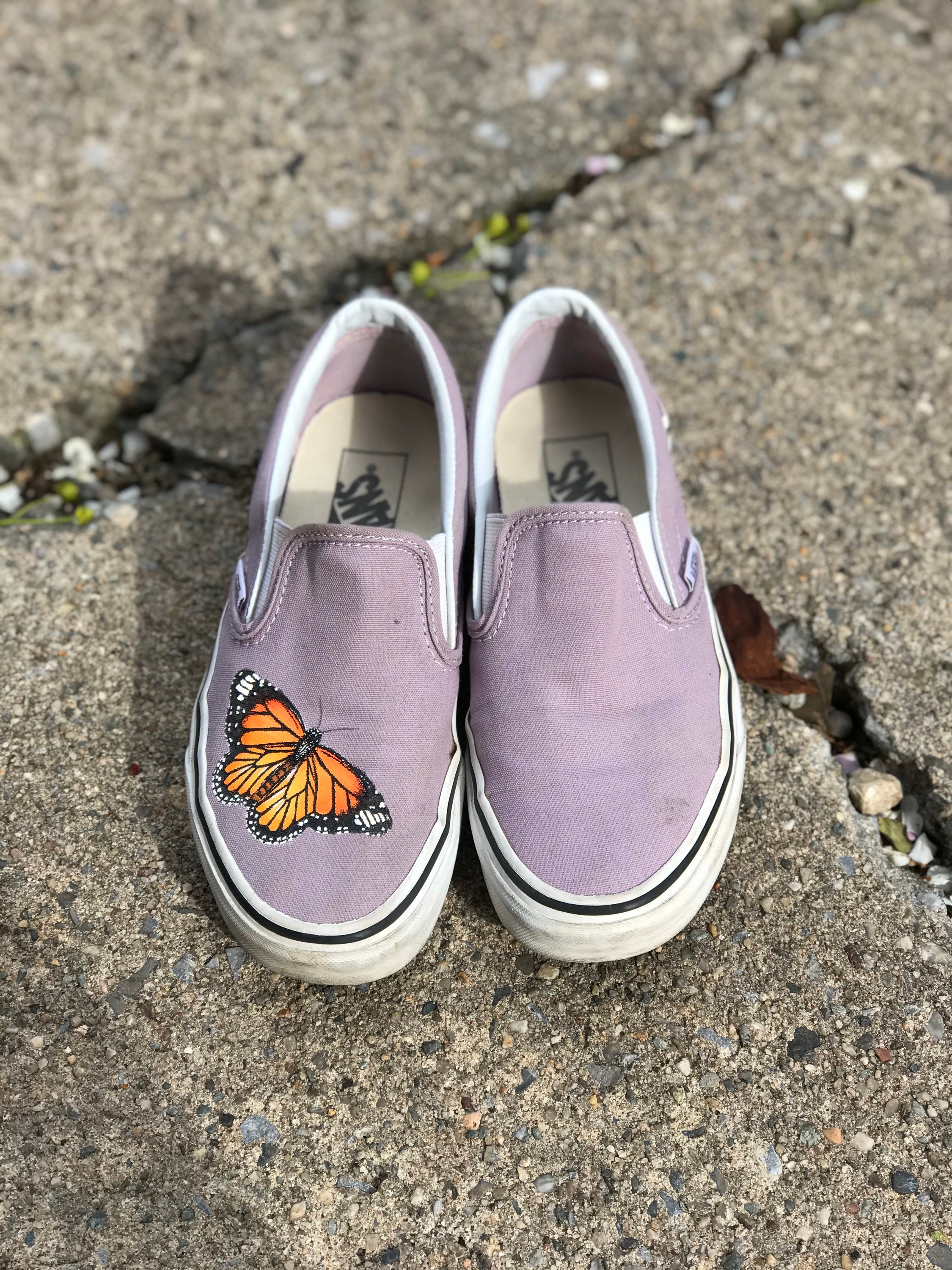 Custom Blue Monarch Butterfly Black Vans Etsy