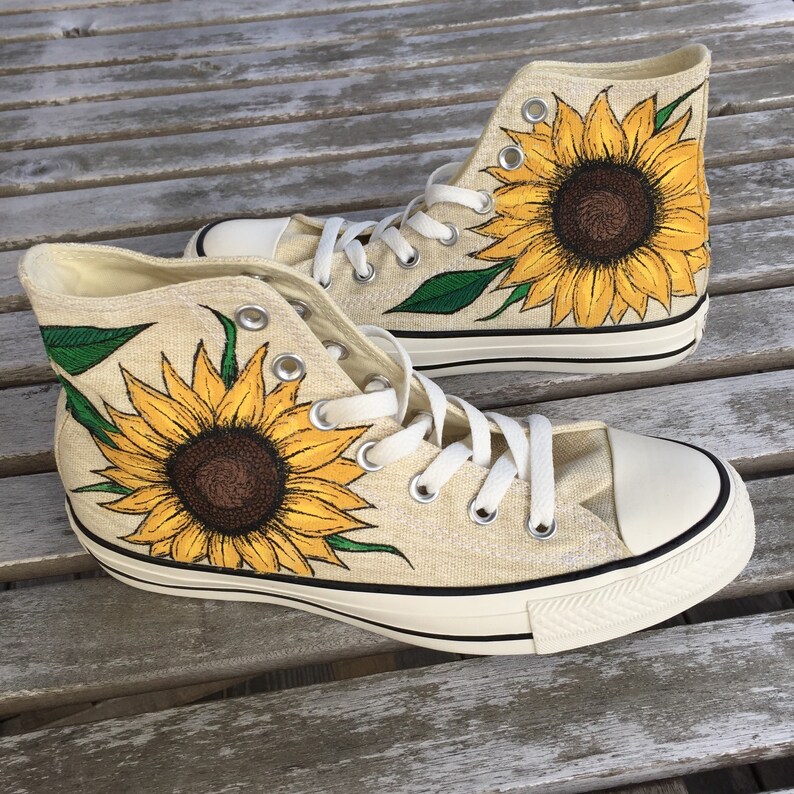 Custom HandPainted Sunflower Converse Shoes Etsy