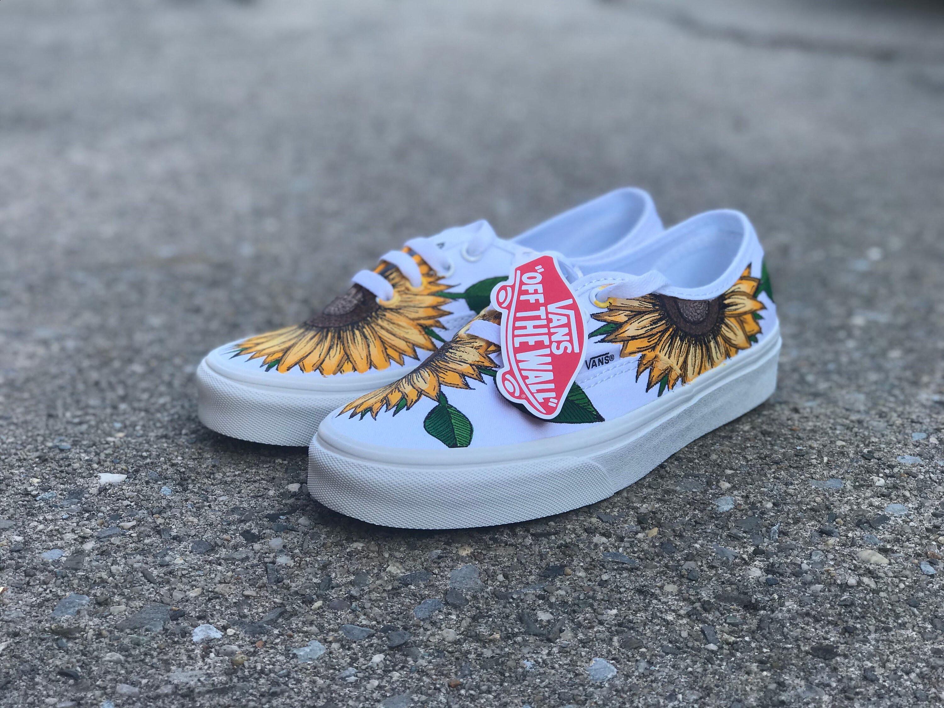 Custom Hand-Painted Sunflower Vans | Etsy