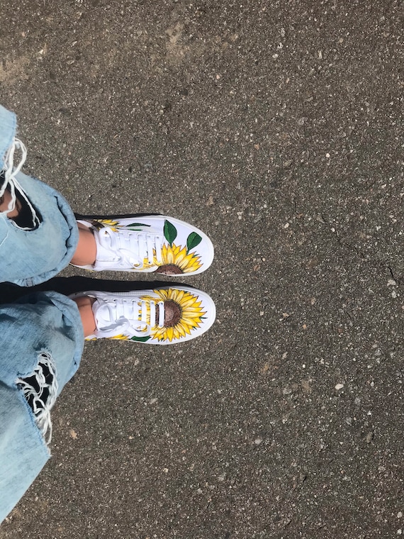 Custom Hand painted Sunflower Old Skool Vans Etsy UK