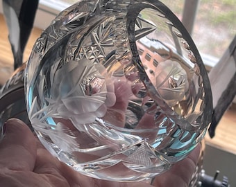 Vintage Lead Crystal Ashtray Bud Vase in Orb Shape
