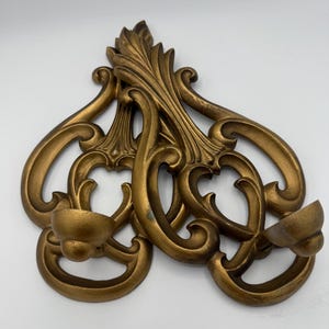 Vintage Sconces Hollywood Regency Gold Tone Cast Metal