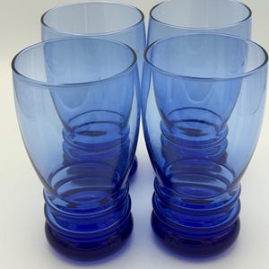 Vintage Blue Libbey Bangles Tumbler Glasses