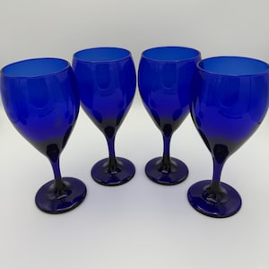 Vintage Libbey Cobalt Blue Wine Glasses
