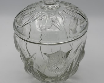 Glass Tulip Design Biscuit Jar or Candy Dish
