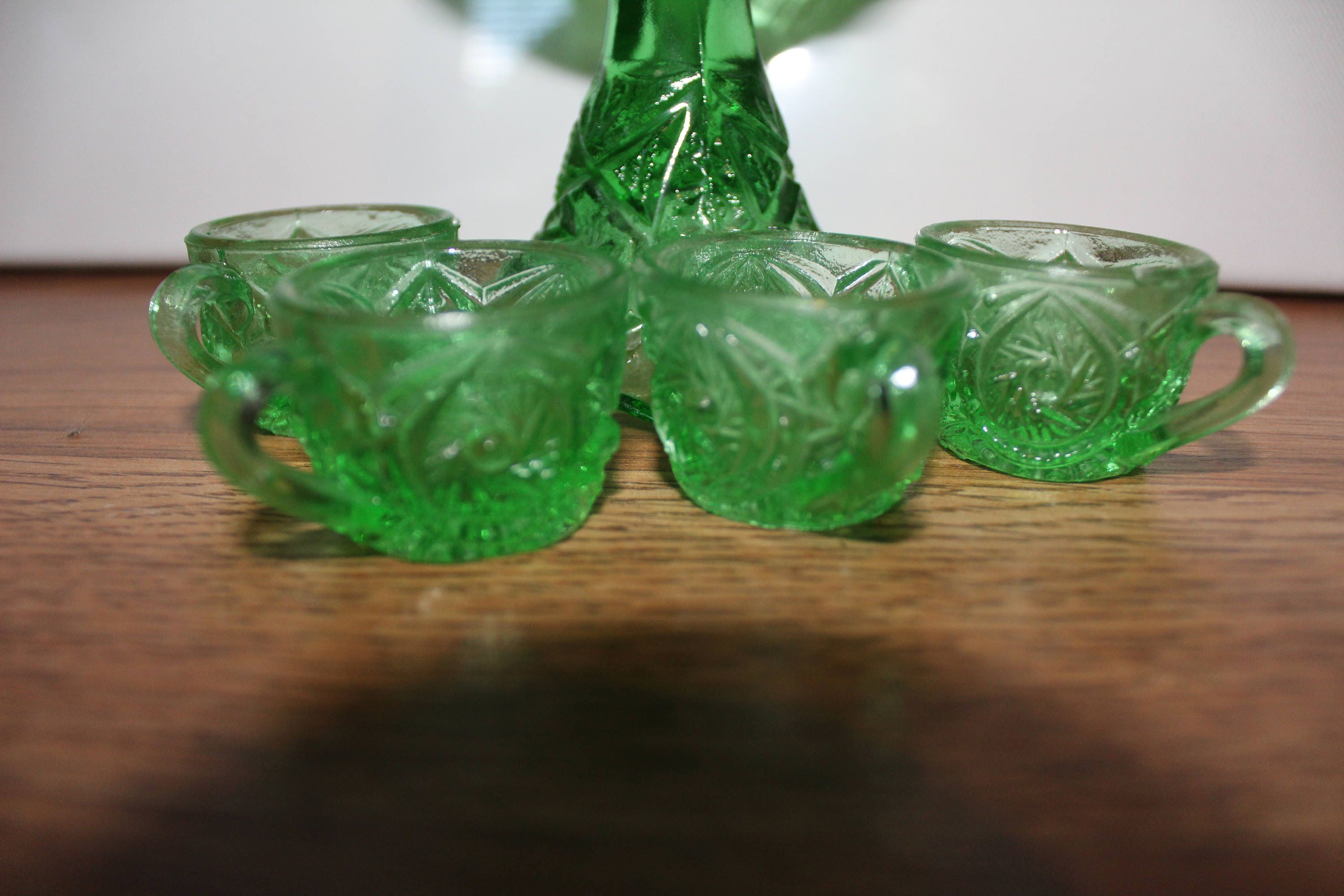Vintage Green Glassware Goblet With 4 Cups Depression Glass - Etsy Ireland
