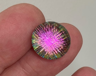 Fireball, Crystal glass, 15mm, foil back, Vitrail Medium, 3/4 round, faceted crystal ball