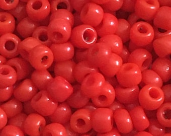 Vintage Venetian seed bead opaque red orange #2 size 10/0