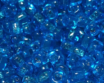 Vintage Venetian seed bead transparent blue size 5/0