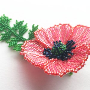 Seed bead pattern, Beading Tutorial, beaded Poppy Flower, bead weaving design, PDF Downloadable Tutorial image 3