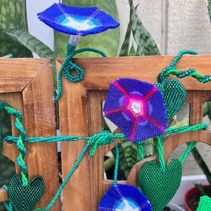 Seed bead flower Morning Glory PDF tutorial, 3D Beadwoven Flower Pattern, Floral Peyote Stitch Instructions, Digital Beading Guide