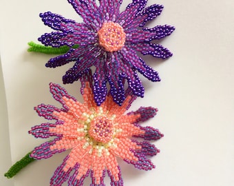 Rocailles, tutorial, kralenbloemen, patroon, peyote-steek, ontwerp kralen, madeliefjebloem Tutorial Engels
