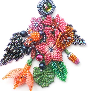 Seed bead pattern, Beadwork tutorial, Beadweaving pattern with floral components-  A Glimpse of Spring Tutorial