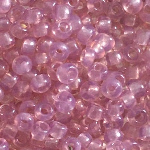 Vintage seed beads, Opalescent Beads, rose color, Vintage, French seed bead, transparent opal mauve #1 size 12/0