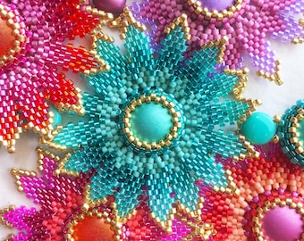 Seed bead pattern, Beadweaving tutorial, bead work tutorial, pattern, Candied Flower PDF Tutorial Only, beaded flower English language