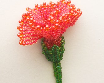 Seed bead pattern, beaded flower, Carnation tutorial
