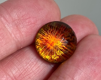 Fireball, Crystal glass, 15mm, foil back, Topaz Iridescent, 3/4 round, crystal ball