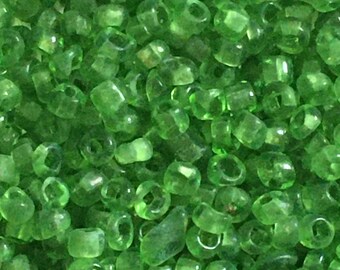 Vintage Venetian seed bead transparent yellow green #4 size 12/0