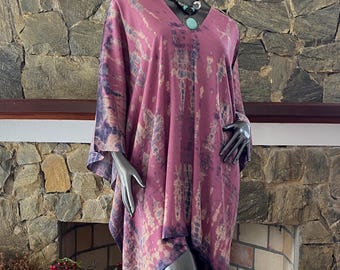 Cubrebaño de rayón teñido a mano con lejía Mango Steen, poncho de playa Shibori, talla única