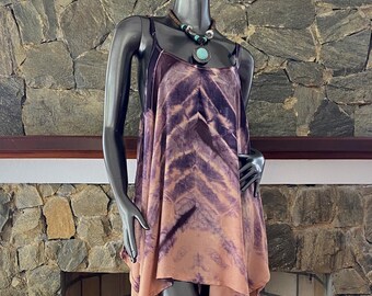 Bisque Japanese Shibori Tie dye Spaghetti Beach Bikini Tank Top