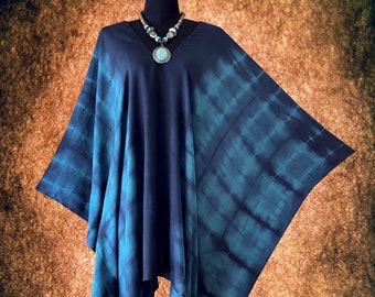 Shibori Hand dyed Cover Up Poncho Top