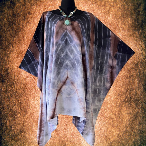 Shibori Rusty blusa tipo poncho te ida a mano Etsy Espa a