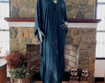 Deep Green Bleach Tie dye Caftan, Wearable Art Kaftan Dress , Plus Size