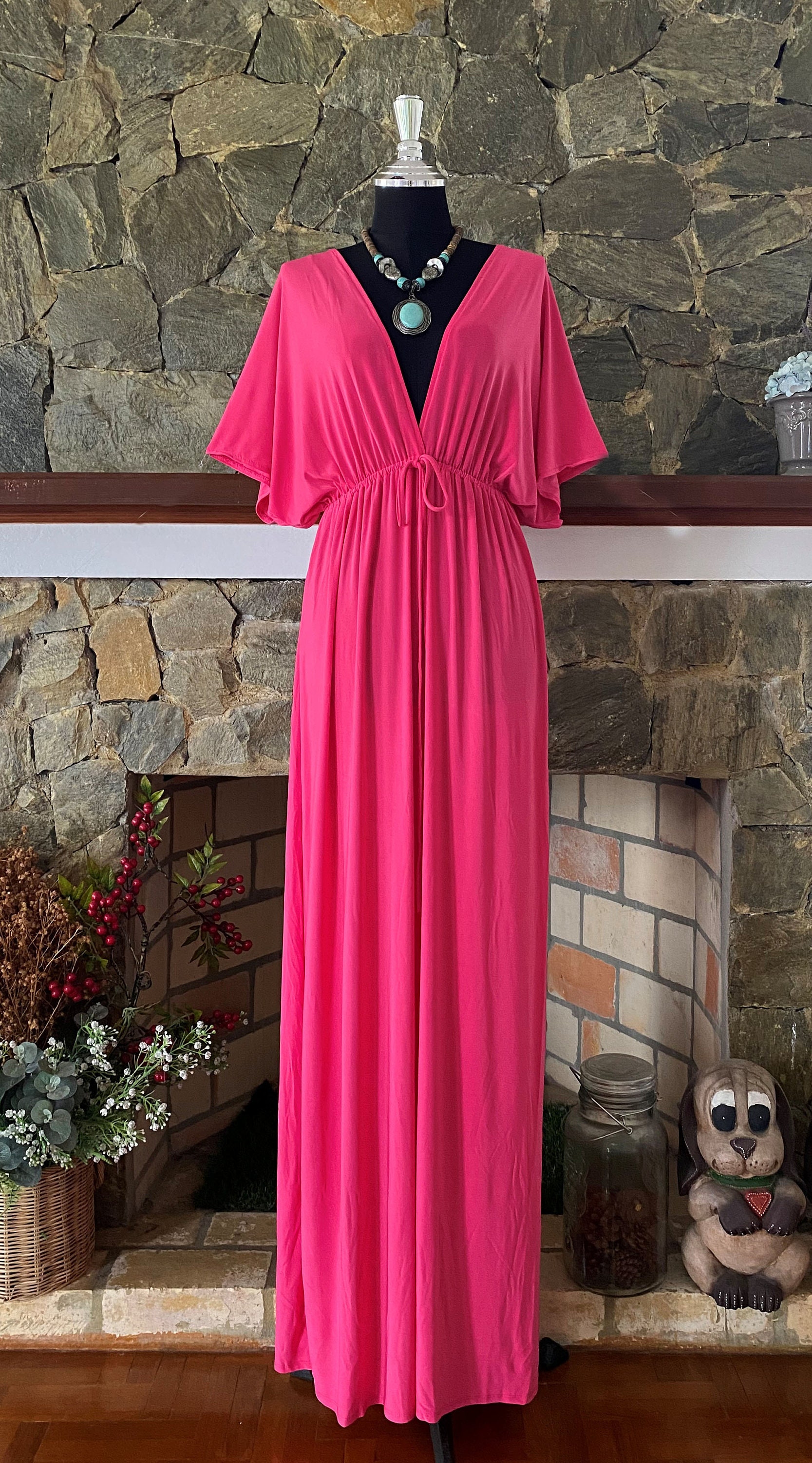 Elegant Solid Pink Kimono dress | Etsy