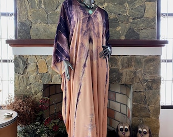 Bisque Shibori Tie dye Caftan, Wearable Art Kaftan Dress , One Size