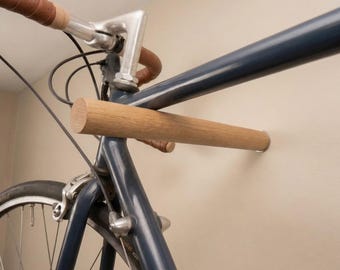 Fahrrad Wandhalterung Eiche Massivholz | Rennrad Halterung Wand | Fahrradhalterung Holz 2er Set