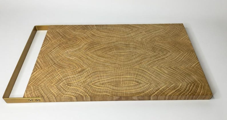 Handmade Oak Cutting Board with Brass Handle – End Grain Chopping Block – Sustainable Kitchen Gift – Natural Wood Prep & Serving Board image 7
