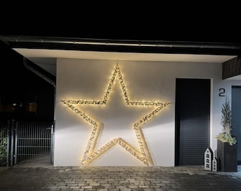 XXL Holz Weihnachtsstern 1,9 m | Weihnachtsdeko außen | Stern aus Fichte | Handgemacht | Outdoor Weihnachtsstern | LED Lichterkette optional