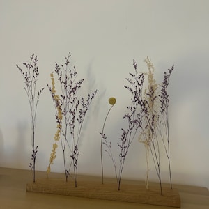 Wooden flower meadow with real dried flowers - flower bar - flower board - flower meadow - decoration - decoration