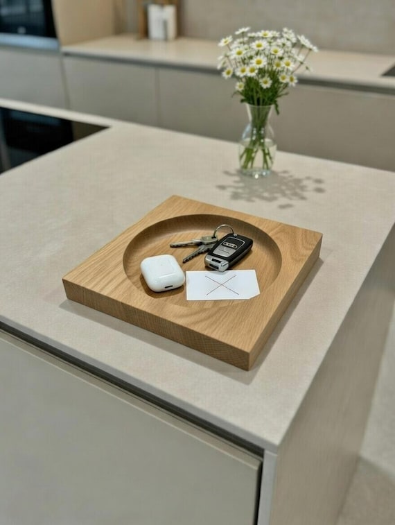 Ablageschale aus Eiche – Schlüsselablage Holz, Schlüsselschale Handmade, Geschenk für Männer & Frauen, Organizer Flur Deko