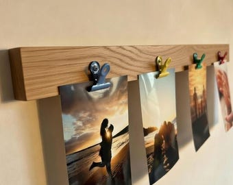 Bilderleiste Holz Eiche | Fotoleiste Wand | Kartenhalter | Bilderhalter Deko | Wohndeko | Handmade aus Deutschland