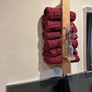 Towel holder - Towel holder with vase and hidden magnetic holder for nail scissors
