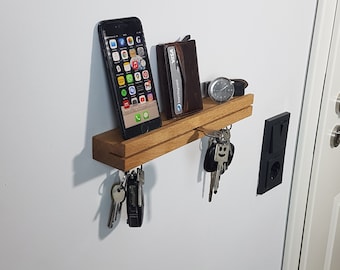 Porte-clés en bois avec aimant et espace de rangement pour plus d'ordre - clavier, clavier, porte-clés magnétique