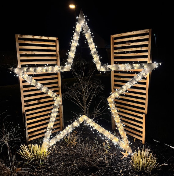 XXL Holz Weihnachtsstern 1,9m | Großer Stern aus Fichte handgemacht | Outdoor Deko für außen & innen | Mit LED Lichterkette optional