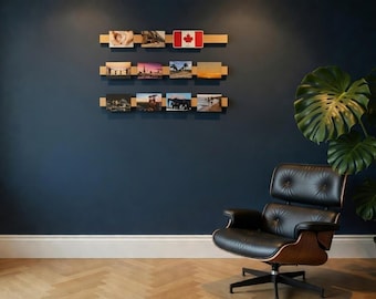 Magnetischer Fotohalter aus Eiche – Magnet Bilderleiste für Fotos & Postkarten – Minimalistische Holz Wanddeko – Magnetischer Bilderrahmen
