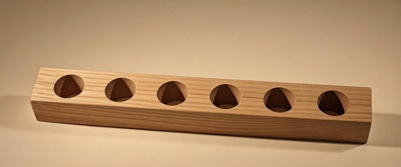 Handmade Oak Spice Rack with 6 Spice Tubes | Wall Mounted Kitchen Organizer | Herb Storage Gift for Foodies & Home Cooks image 5