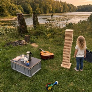 XXL Wooden Tumble Tower, Giant Garden Game, Outdoor Yard Game, Wedding Lawn Game, Large Stacking Blocks, Personalized Gift with Felt Bag