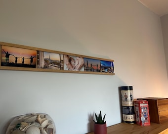 Wooden Picture Ledge Oak | Photo Ledge Wall | Card Holder | Photo Display Shelf | Wall Art Display | Handmade Gift Idea