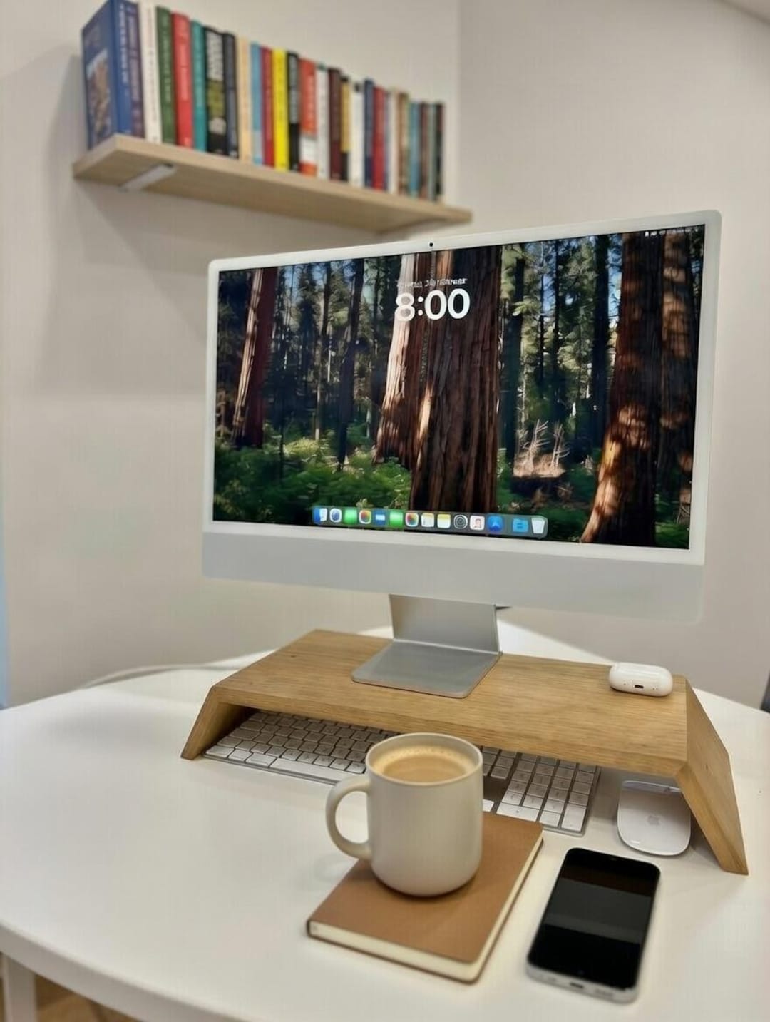Handmade Oak Monitor Stand – Wooden Ergonomic Riser for Imac, Laptop ...