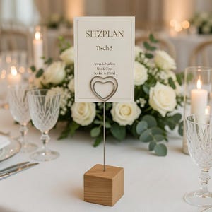 Soporte de Fotos de Madera Roble | Portafotos con Clip | Porta Tarjetas de Mesa Boda | Decoración Rústica | Regalo Artesanal