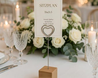 Soporte de Fotos de Madera Roble | Portafotos con Clip | Porta Tarjetas de Mesa Boda | Decoración Rústica | Regalo Artesanal