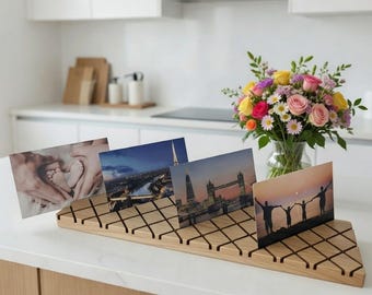 Bilderleiste Holz Eiche – Fotoleiste & Bilderhalter | Handgemachte Fotoschiene | Massivholz Deko | Geschenkidee Wanddeko