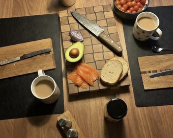 Handgefertigtes Hackbrett – Schneidebrett Massivholz Ahorn & Nussbaum – Unikat, langlebig, Geschenk für Küchenliebhaber