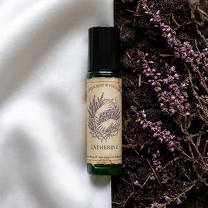 Rose Blend Fragrance, Gothic Literary Gift | Green Glass Roller | Lavender Blackberry Amber Vegan